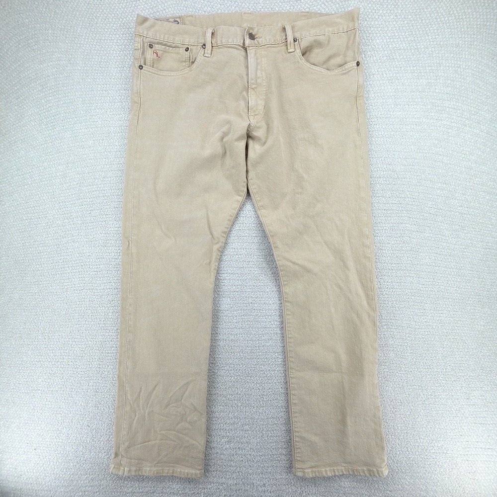 Polo Ralph Lauren Varick Slim Straight Jeans 38x30 Beige Khaki Stretch Pants